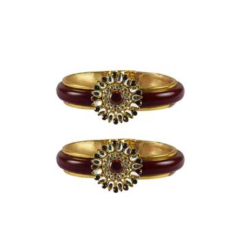 Maroon Stone Acrylic-Brass Bangle 1