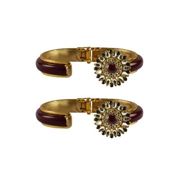 Maroon Stone Acrylic-Brass Bangle 2