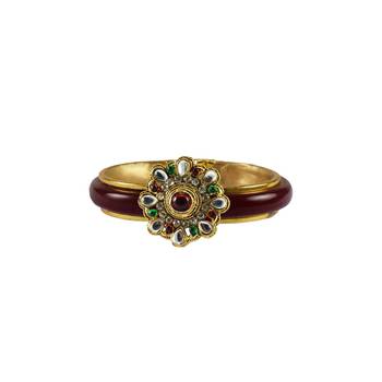 Maroon Stone Acrylic-Brass Bangle 1