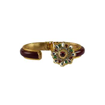 Maroon Stone Acrylic-Brass Bangle 2