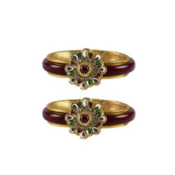 Maroon Stone Acrylic-Brass Bangle 1