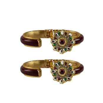 Maroon Stone Acrylic-Brass Bangle 2