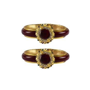 Maroon Stone Acrylic-Brass Bangle 1