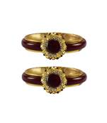 Maroon Stone Acrylic-Brass Bangle