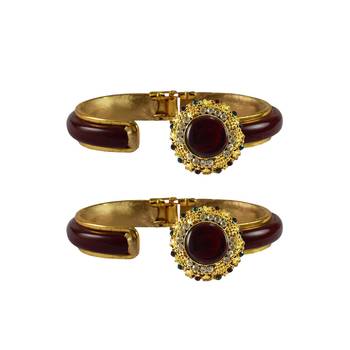 Maroon Stone Acrylic-Brass Bangle 2