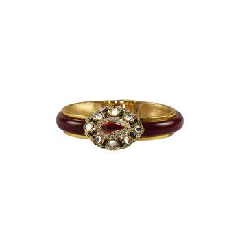 Maroon Stone Acrylic-Brass Bangle 1