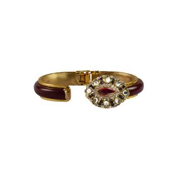 Maroon Stone Acrylic-Brass Bangle 2
