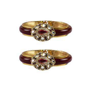 Maroon Stone Acrylic-Brass Bangle 1