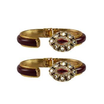 Maroon Stone Acrylic-Brass Bangle 2