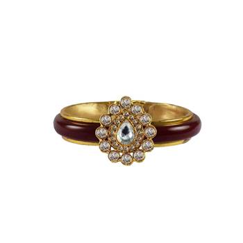 Maroon Stone Acrylic-Brass Bangle 1