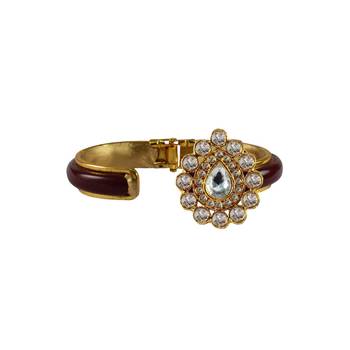 Maroon Stone Acrylic-Brass Bangle 2