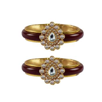 Maroon Stone Acrylic-Brass Bangle 1