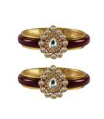 Maroon Stone Acrylic-Brass Bangle
