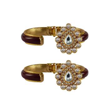 Maroon Stone Acrylic-Brass Bangle 2