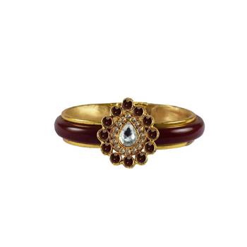 Maroon Stone Acrylic-Brass Bangle 1