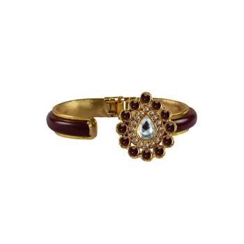 Maroon Stone Acrylic-Brass Bangle 2