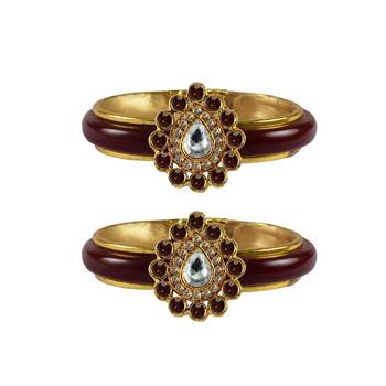 Maroon Stone Acrylic-Brass Bangle 1