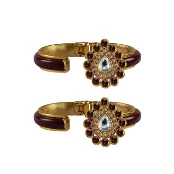 Maroon Stone Acrylic-Brass Bangle 2
