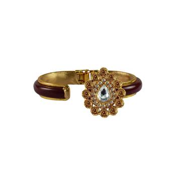 Maroon Stone Acrylic-Brass Bangle 2