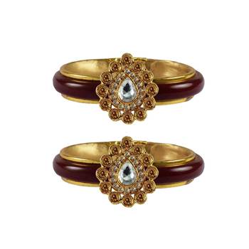 Maroon Stone Acrylic-Brass Bangle 1