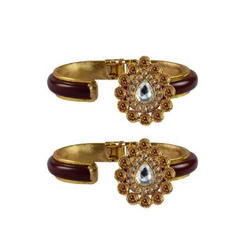 Maroon Stone Acrylic-Brass Bangle 2