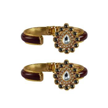 Maroon Stone Acrylic-Brass Bangle 2