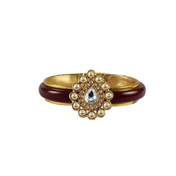 Maroon Stone Acrylic-Brass Bangle 1