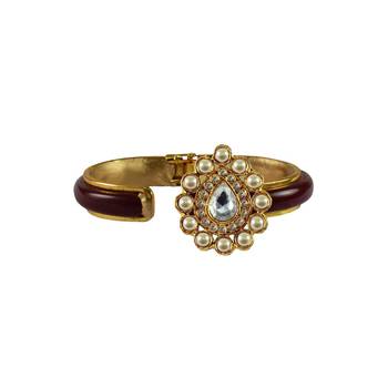 Maroon Stone Acrylic-Brass Bangle 2