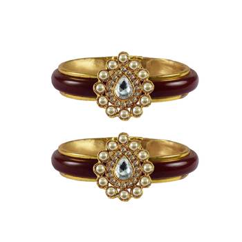 Maroon Stone Acrylic-Brass Bangle 1