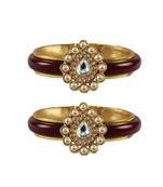 Maroon Stone Acrylic-Brass Bangle