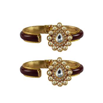 Maroon Stone Acrylic-Brass Bangle 2