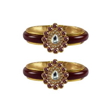 Maroon Stone Acrylic-Brass Bangle 1
