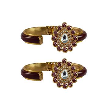 Maroon Stone Acrylic-Brass Bangle 2