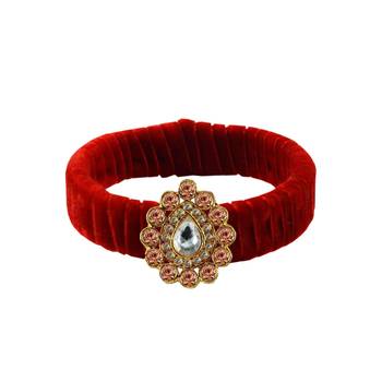 Red Stone Brass Bangle 1