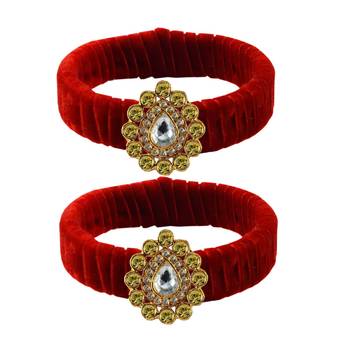 Red Stone Brass Bangle 1