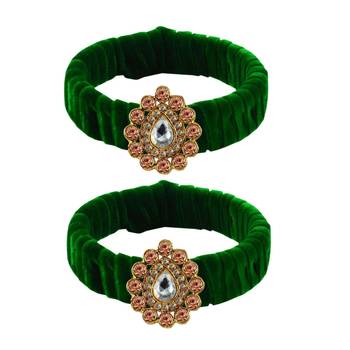 Light Green Stone Brass Bangle 1