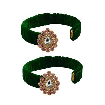 Light Green Stone Brass Bangle 2