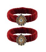Maroon Stone Brass Bangle