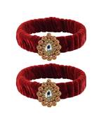 Maroon Stone Brass Bangle