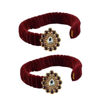Maroon Stone Brass Bangle 2