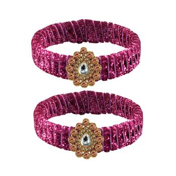 Pink Stone Brass Bangle 1