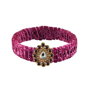 Pink Stone Brass Bangle 1