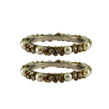 White Stone Brass Bangle 1