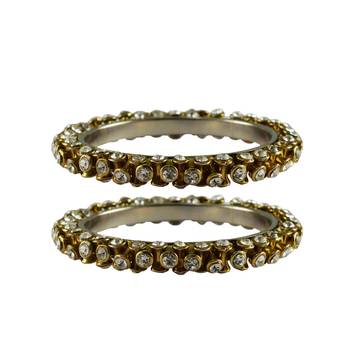 White Stone Brass Bangle 1