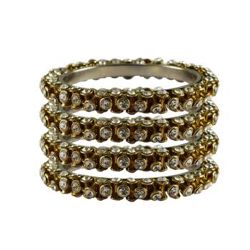 White Stone Brass Bangle 1