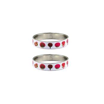 White Plain Brass Flower Bangle 1