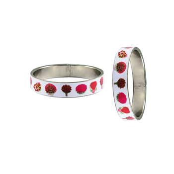 White Plain Brass Flower Bangle 2
