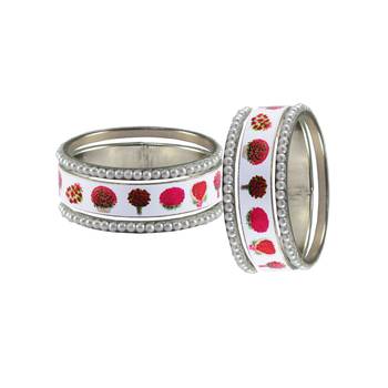 White Moti Brass Flower Bangle 2