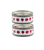 White Stone Brass Flower Bangle