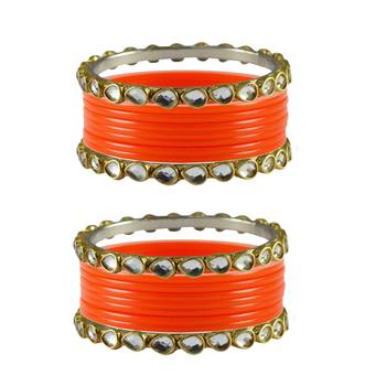 Orange Stone Acrylic-Brass Bangle 1
